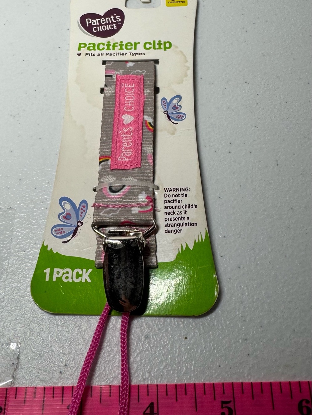 Parent's Choice Pink Pacifier Clip - Secure Pacifier Holder